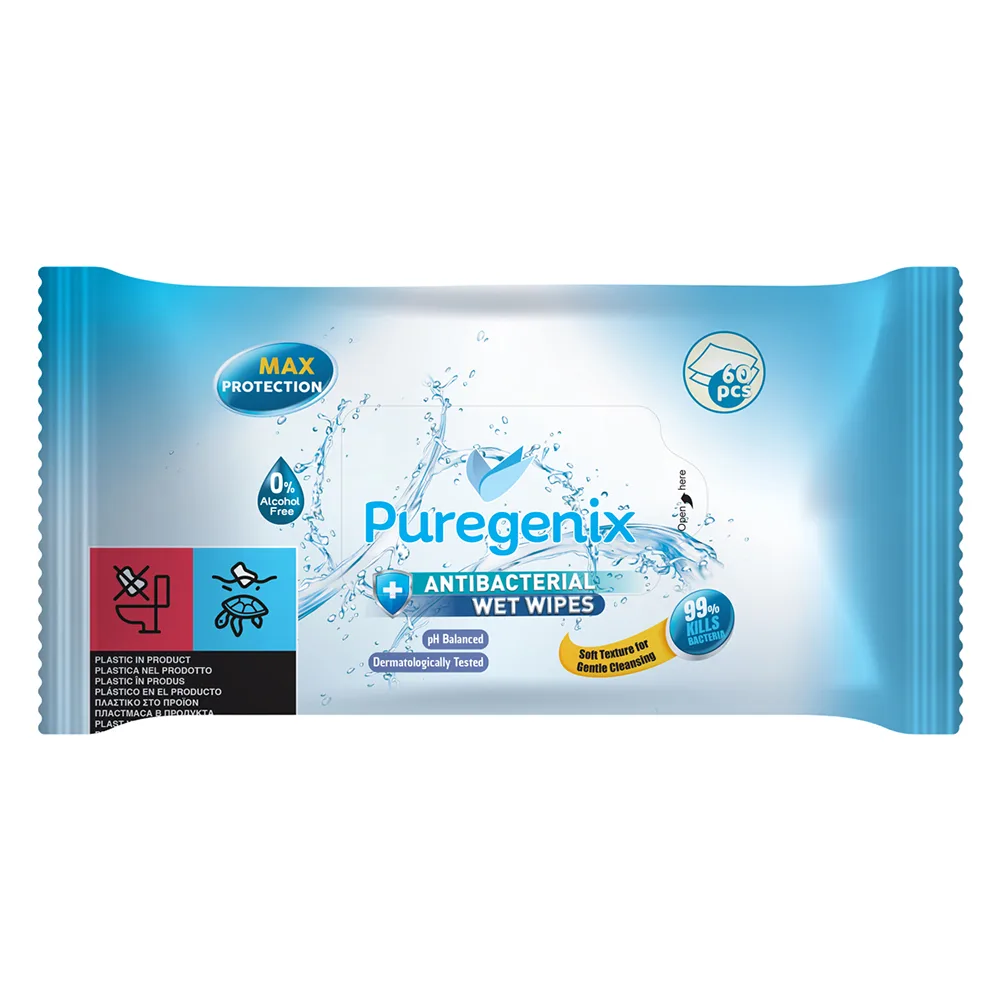 Puregenix Antibacterial Wet Wipes 60 Pcs