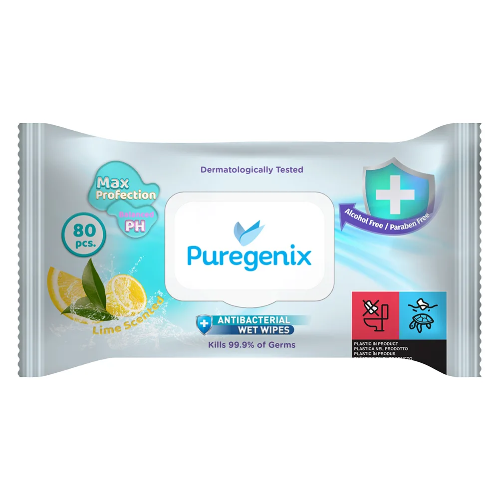 Puregenix Antibacterial Wet Wipes 80 Pcs