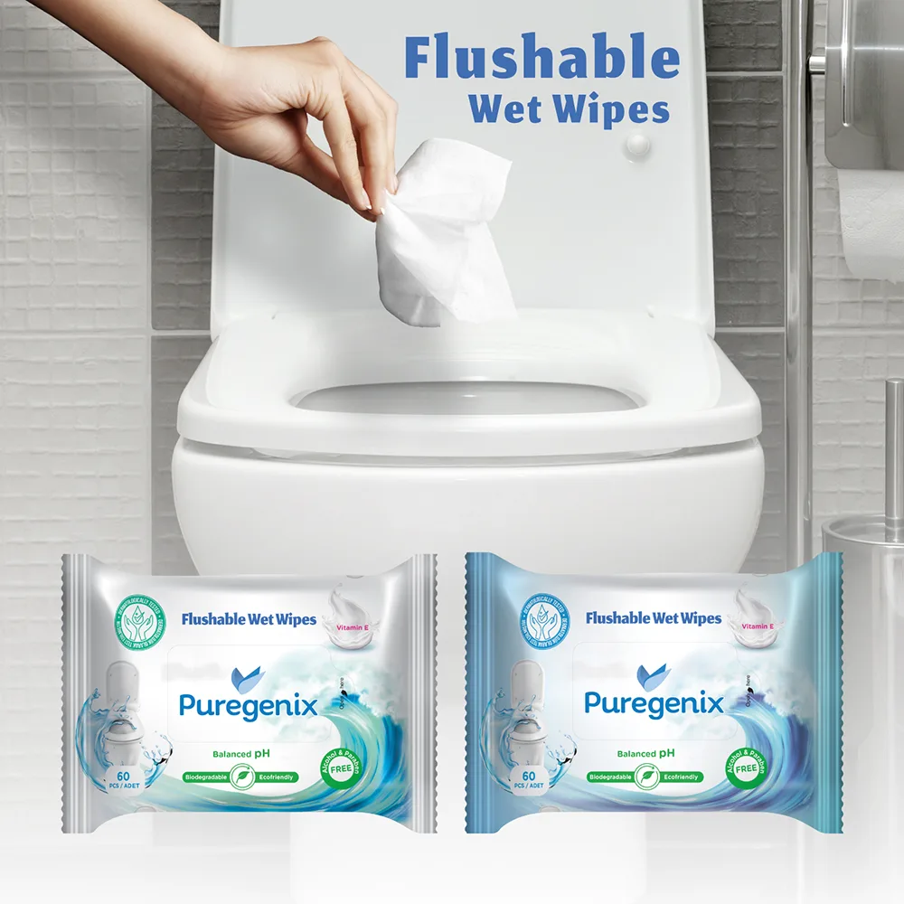 Puregenix Flushable Wet Toilet Wipes 60 Pcs